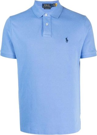 Polo Ralph Lauren Tops, Heren, Blauw, S, Katoen, Custom Slim Fit Katoenen Poloshirt