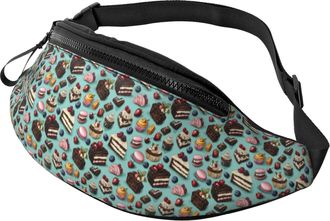 Generic Cartoon Raspberry Cake Print Belt Bag Waist Pack Lightweight Crossbody For Men Marathon Cycling 14X35Cm