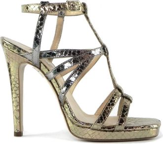 Giampaolo Viozzi Sandalo Stampa Pitone - Dames - Sandalen met hakken - Geel - 38 EU - Leer - Schoenen