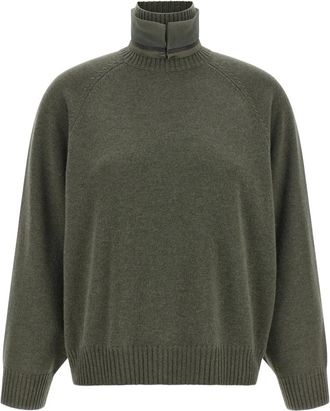 Brunello Cucinelli Trui met hoge hals - Dames - Coltruien - Groen - S - Kasjmier - Truien & Vesten