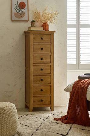 Julian Bowen Marlborough 7 Drawer Tall Slim Chest in Light Oak