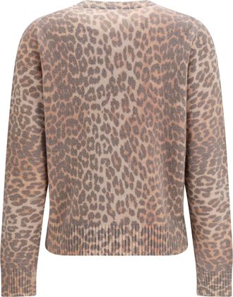 Ganni Womens Tiger-Print Sweater Almond Milk