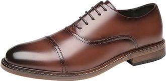 Generic Mens Microfiber Oxford Dress Shoes, Business Formal Lace-Up with Non-Slip Rubber Sole and Breathable Lining(Brown,6.5 UK)