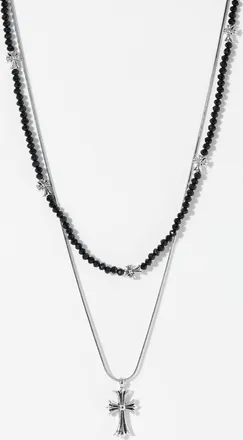 Le 31 Mens Cross two-row pendant necklace
