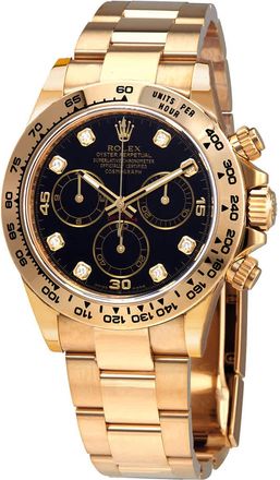 Rolex Cosmograph Daytona Black Diamond Dial Mens 18kt Yellow Gold Oyster Watch 116508BKDO