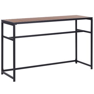 Beliani Mesa Moderna De Jard&iacute;n Interior Exterior 150 X 50 Cm Acero Madera Pl&aacute;stica Negro Avetrana