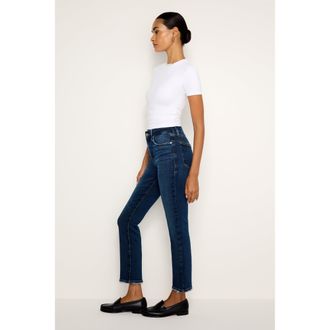 Good American Womens Soft Tech Good Legs Straight Jeans | Extra Stretch, Flat Tummy Tech, Gap-Proof Waistband | Indigo, Size 30 Plus | Good A