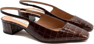 Aquazzura Aquazurra Ginza 35 Croc-Effect Slingback Pumps Size 37