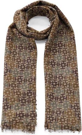 Hemisphere Geometrische Kasjmier Sjaal - Heren - Wintersjaals - Bruin - ONE Size - Kasjmier - Accessoires