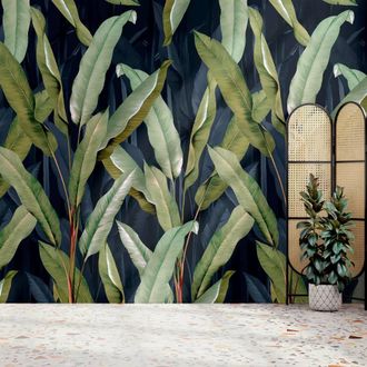 Superfresco Easy Banana Leaf Navy Print To Order 3m x 2.8m Mural