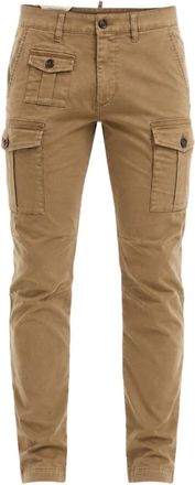 Dsquared2 Slim-Fit Brown Cargo Pants with Flap Pockets and Button Closures