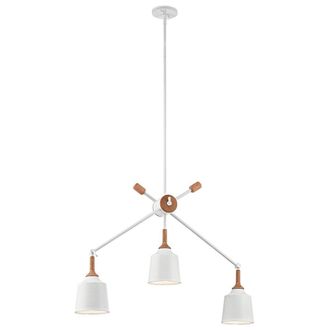 Netlighting Danika 3 Light Ceiling Chandelier Pendant Bar Light White E27