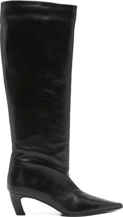 Thea Mika 60 mm kalfsleren laarzen met puntige neus - Zwart