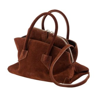 The Attico Womens La Passeggiata Mini Top Handle Bag - The Attico Leather Brown Calfskin Shoulder-Hobo-Bags