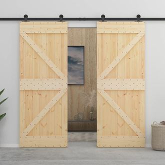 vidaXL Vidaxl - Puerta Corredera Con Herrajes Madera Maciza De Pino 90x210 Cm