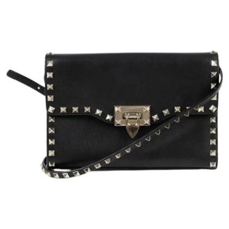Valentino Pre-owned Cross Body Bags, female, Black, Size: ONE SIZE Pre-owned Rockstud Flap Shoulder Crossbody Bag