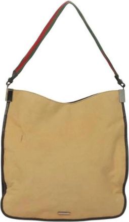 Gucci Pre-owned Canvas gucci-bags - Dames - Vintage Schoudertas - Beige - ONE Size - Leer - Vintage