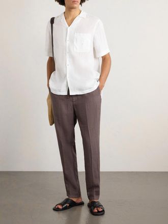 Altea Mattia Straight-Leg Linen Drawstring Trousers