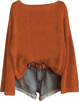 Generic Fairisle Norwegian Womens Jumpers Ethnic Art Print Casual Pullover Knitted Sweaters for Women UK Fashion Long Sleeve Tops Chenille Crewneck Blouse War