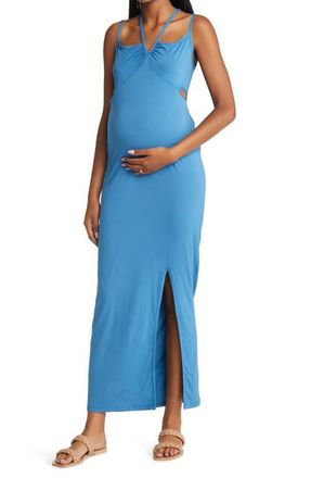 Emilia George Bella Cutout Maternity Maxi Dress in Blue at Nordstrom, Size Small