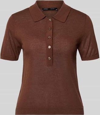 Mango Strickshirt mit Polokragen und kurzer Knopfleiste Modell TENCYP in Dunkelbraun, Gr&ouml;&szlig;e XS