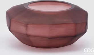 Schubiger M&ouml;bel Vase Facetten Glas Matt Bordeaux H: 15 cm