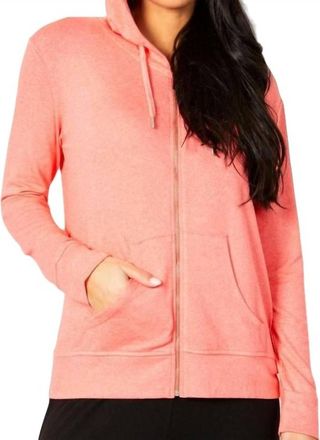 French Kyss Zip Peace Hoodie In Coral