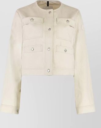 Moncler chatel cotton linen blend round neck jacket
