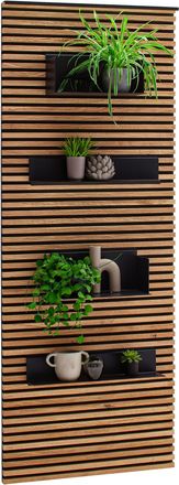 Schöner Wohnen Kollektion Wandpaneel, Eichefarben, Anthrazit, Holz, Metall, Kerneiche, massiv, 77x200x26 cm, Goldenes M, DGM, Wohnzimmer, Wohnwände