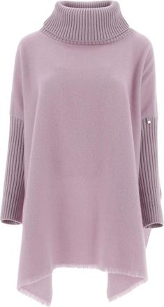 Herno Lila Wol Poncho - Dames - Coltruien - Paars - M - Wol - Truien & Vesten