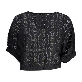 Desigual Blouses, female, Black, Size: L Short Sleeve Batwing Blouse Black