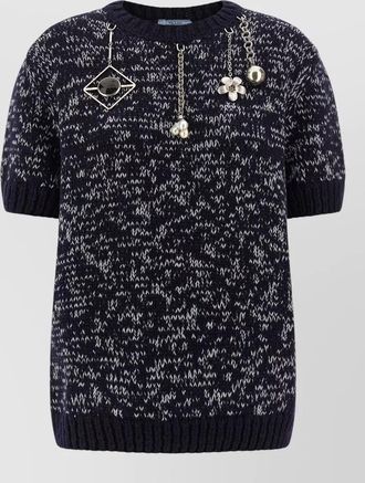 Prada wool short-sleeve crew-neck sweater