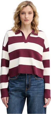 Benetton Pullover met polokraag en horizontale strepen - Dames - V-hals truien - Veelkleurig - M - Polyester - Truien & Vesten