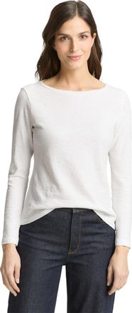 Tom Tailor Langarmshirt TOM TAILOR, Damen, Gr. XXL, whisper wei&szlig;, Single Jersey, Obermaterial: 100% Baumwolle, unifarben, regular fit h&uuml;ftbedeckend, U-Boot-Aussc