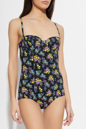 Dolce & Gabbana One-piece Swimsuit With Floral Motif, Womens, Black