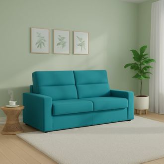Dmora Divano Letto 2 Posti None, Sfoderabile, Contenitore Made In Italy, Di Apertura A Ribalta, 180x95 Cm Azzurro