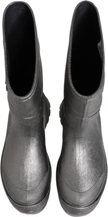 Dolce & Gabbana Mens Metallic Silver Pull On Rain Boots Shoes Rubber