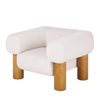Maisons du monde Sill&oacute;n de tela color crudo