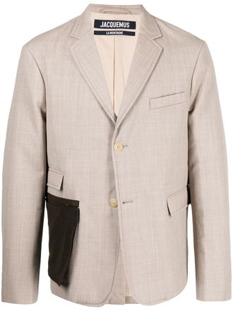 Jacquemus Blazer monopetto con tasche - Marrone