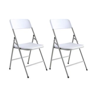 LOLAhome Set de 2 sillas de jard&iacute;n plegables de HDPE y acero blancas