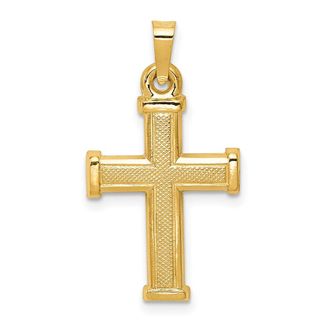 Diamond2Deal 14k Yellow Gold Hollow Latin Cross Pendant
