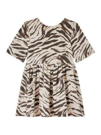 Ganni Zebra Print Cotton Mini Dress