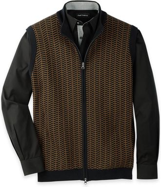 Paul Fredrick Cotton Full Zip Mock Neck Vest