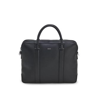 BOSS Structured-leather document case with double handles