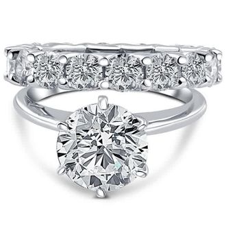 Pompeii3 Certified 7Ct Diamond Engagement Eternity Wedding Ring Lab Grown White Gold Size: 7