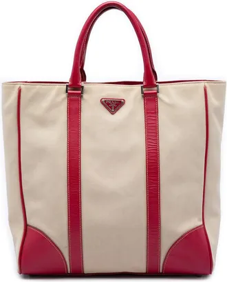 Prada Pre-owned Prada Saffiano Trimmed Canvas Tote Ladies ADRUTJKXB60T7GH5