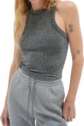 LnA Detra Rhinestone Tank In Black