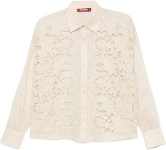 Max Mara Shirts, female, Beige, Size: L Lace-panelled Shirt