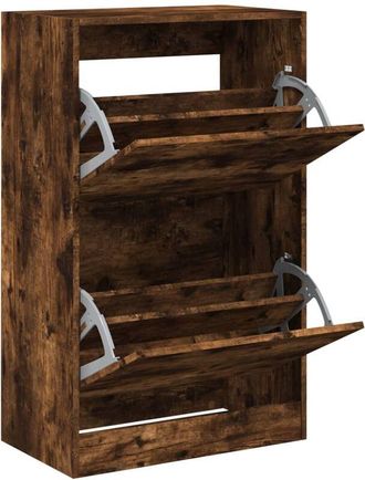 vidaXL Vidaxl - Zapatero de madera de ingeniería roble ahumado 60x34x96,5 cm