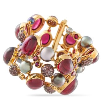 Luxury Bazaar 18K Yellow Gold 0.30ct Diamond and Tourmaline Bracelet MF02-012326